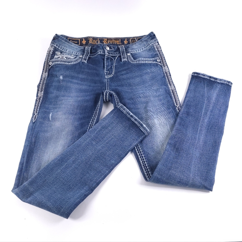 Y2K Rock Revival Women's Dianeya Ankle Skinny Blue Jeans Size 27